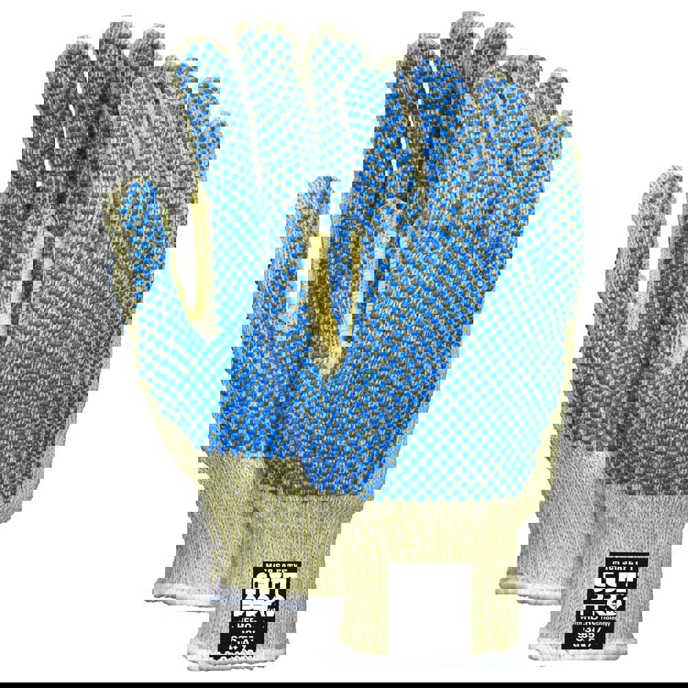 Cut-Resistant Gloves: Size L, ANSI Cut 5, Polyvinylchloride, Kevlar